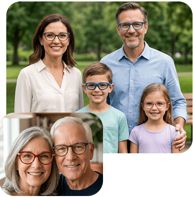 Family wearing glasses